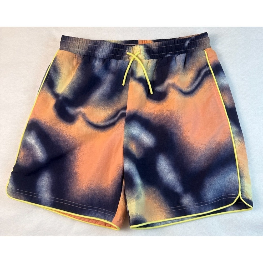 LCKR Boys Large 14/16 Abstract Neon Print Trim Lined Swim Board Shorts NWT